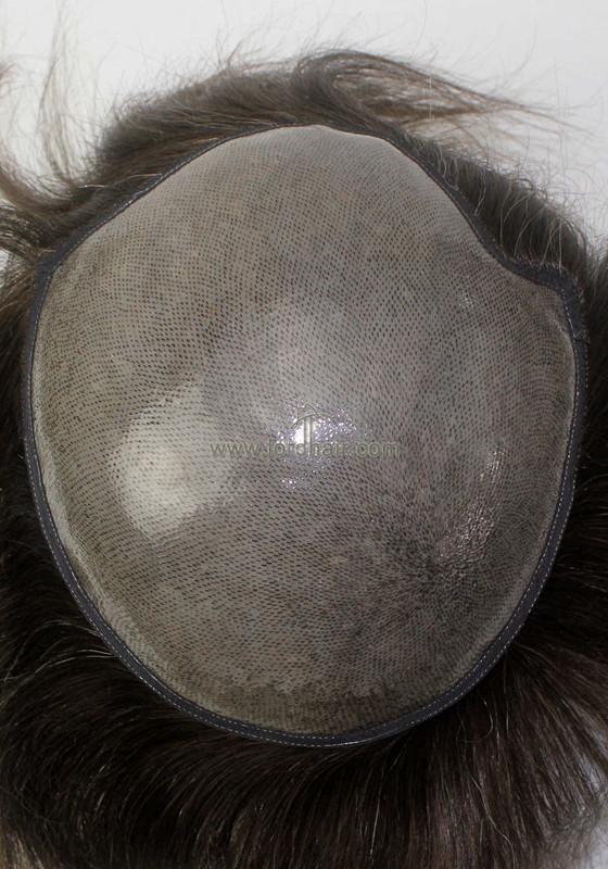 YJ979: Thick Skin Base with Ribbon Edge Indian Human Hair Toupee