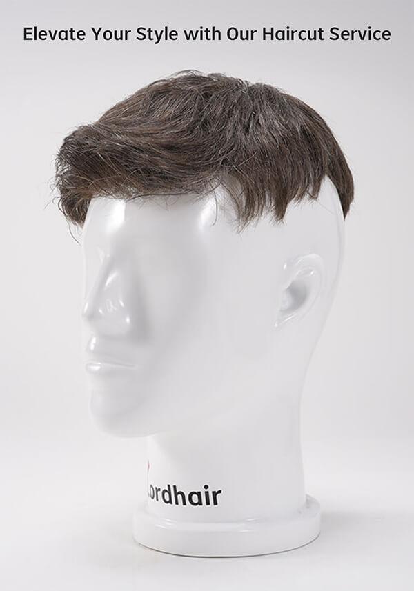 Pre-styled hair system with a quiff style