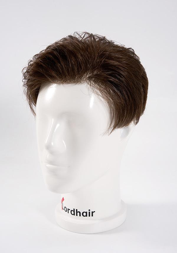 mens hair system with side-parted style