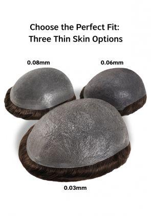 Three Thin Skin Men's Hair Systems: 0.03mm, 0.06mm and 0.08mm - Choose the One That's Best for You