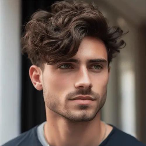Wavy Quiff with Loose Strands Haircut